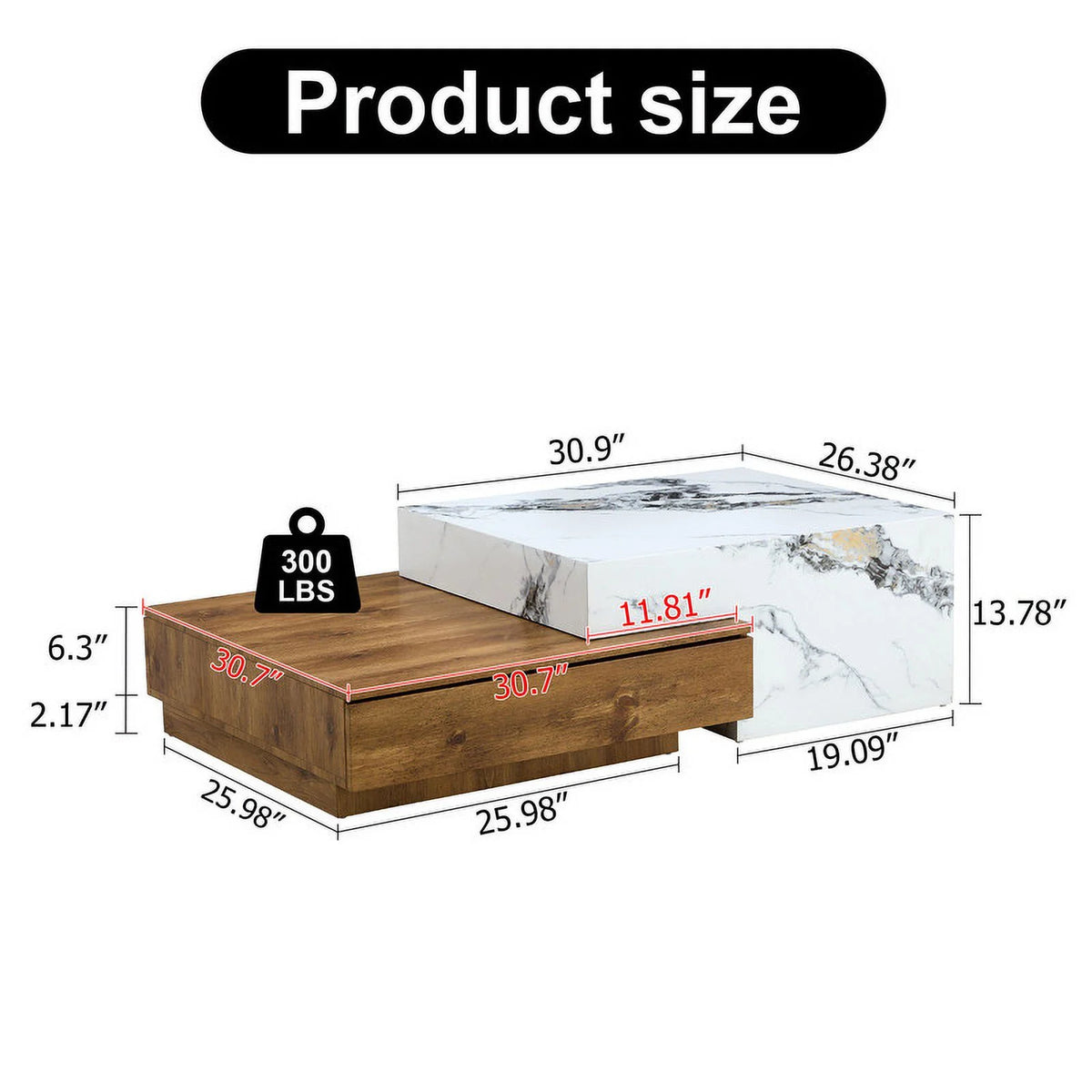 Modern Coffee Table with 2 Drawers White Finish A37413