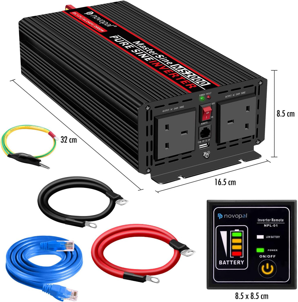 2000 Watt 12V DC to 110V AC Power Inverter with 4 AC Outlets P57042