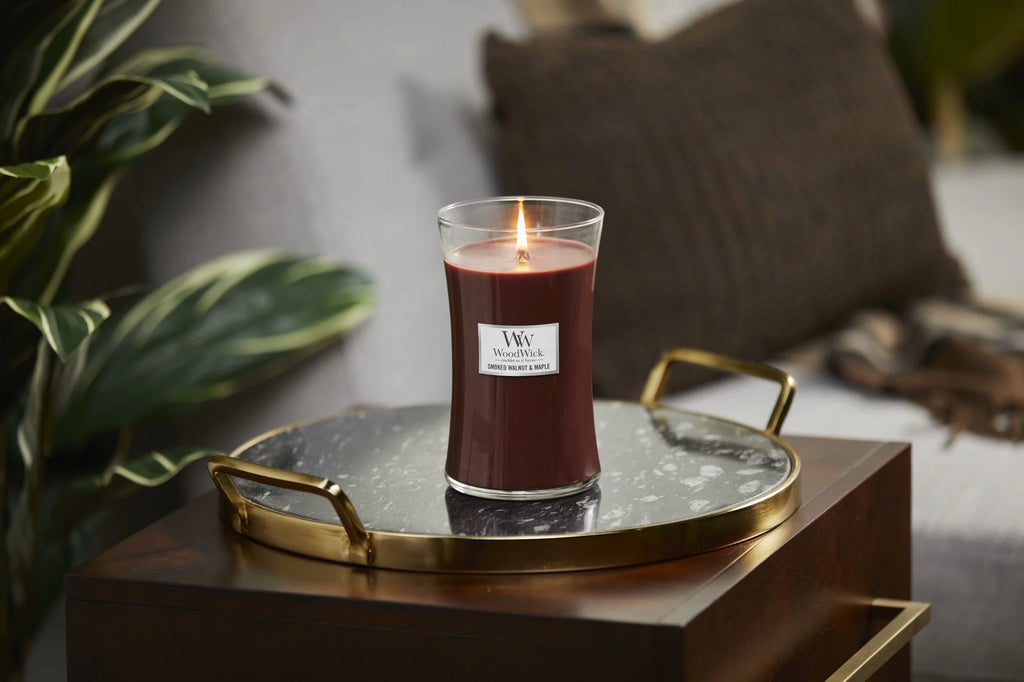Smoked Walnut & Maple Large Hourglass Candle D173