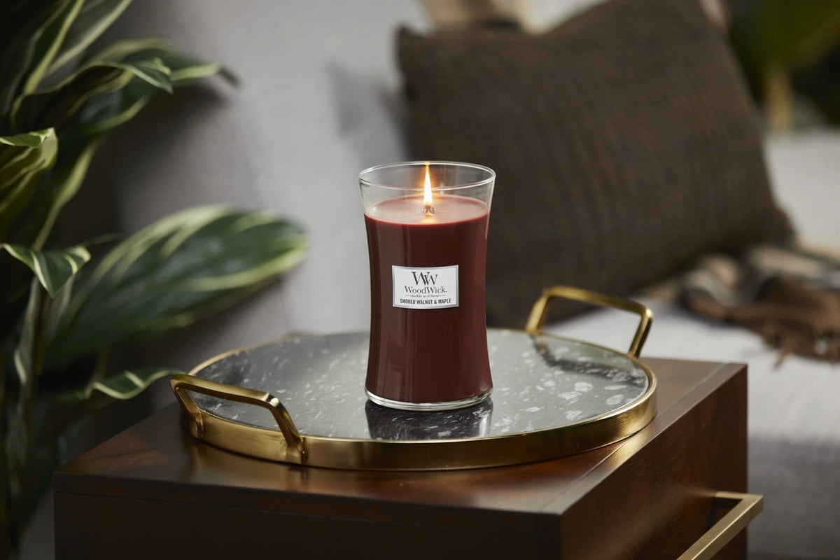 Smoked Walnut & Maple Large Hourglass Candle D173