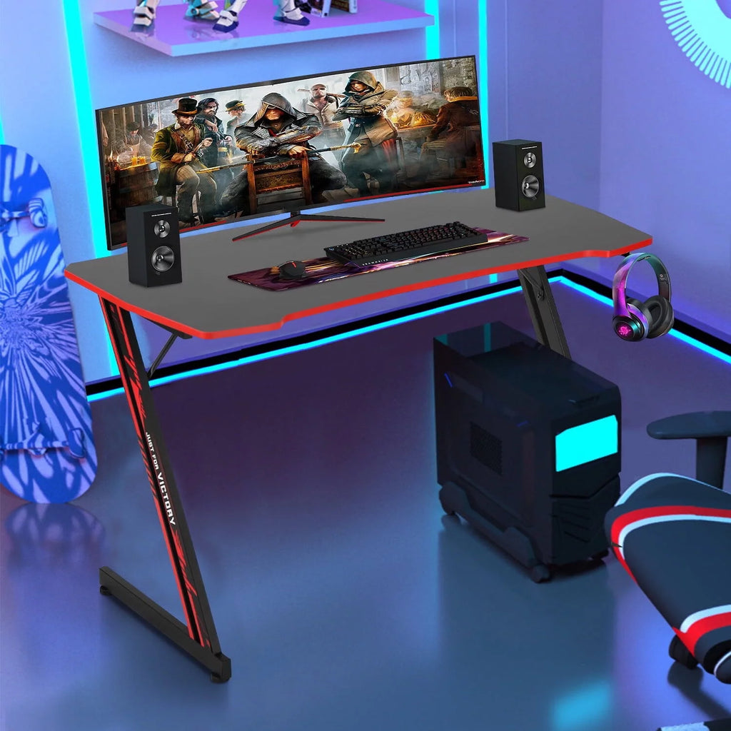 48 inch Z Shaped Gaming Desk with Headphone Hook F4552