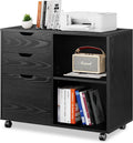 Black 3-Drawer Wood File Cabinet with Open Storage Shelves E907501