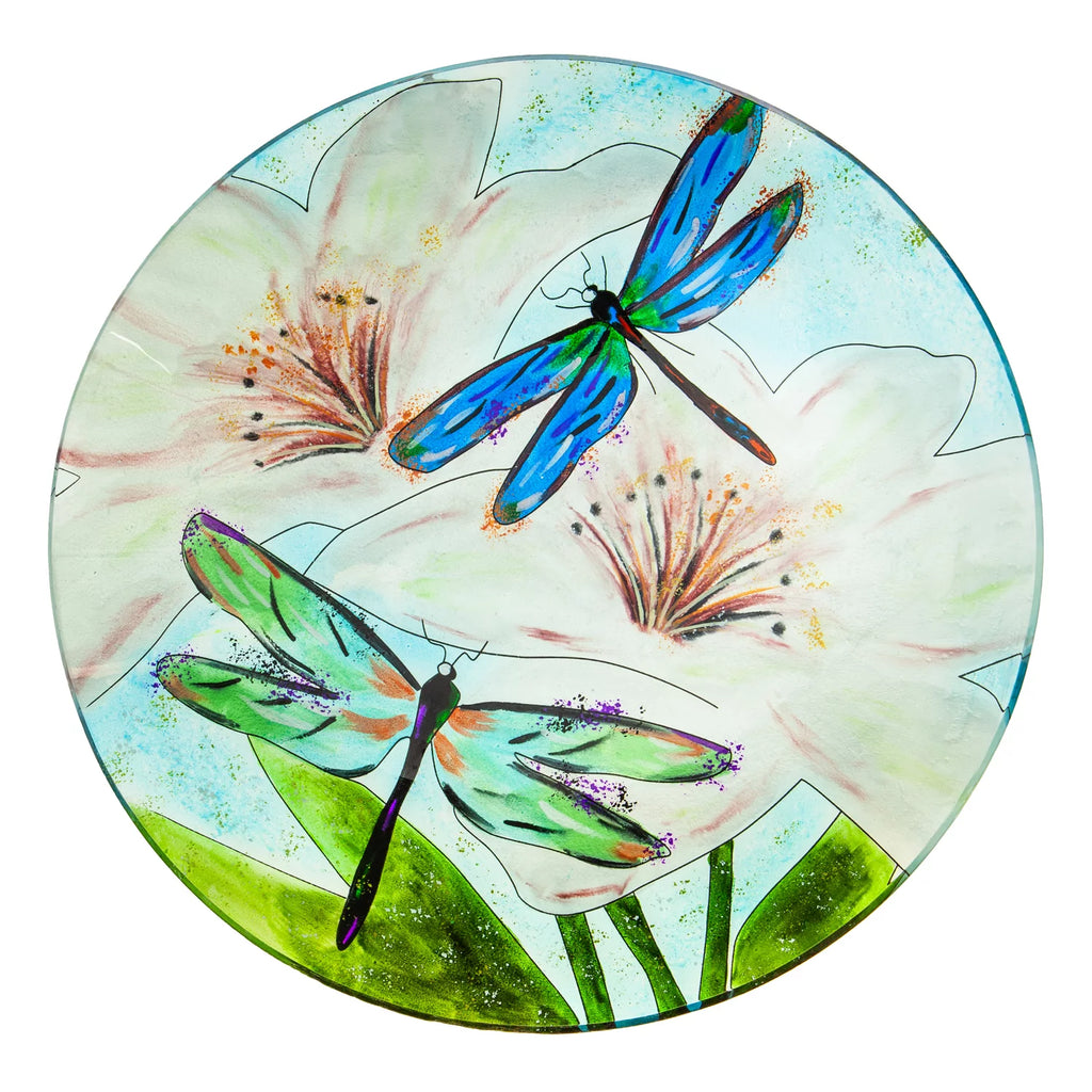 16" Glass Bird Bath with Stand M97593