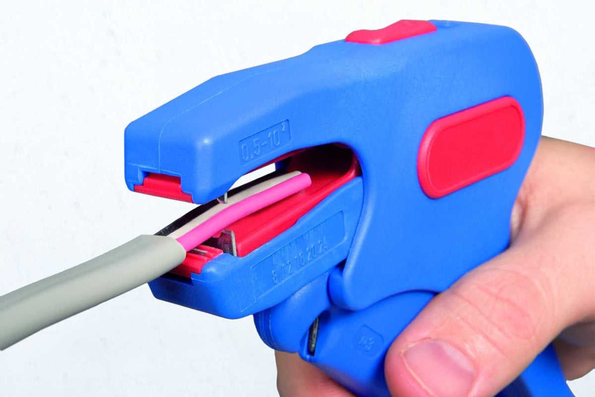 Automatic Wire Stripper for Flat Cable, 18-11 AWG (0.75-4.0 mm²), red/blue P2393