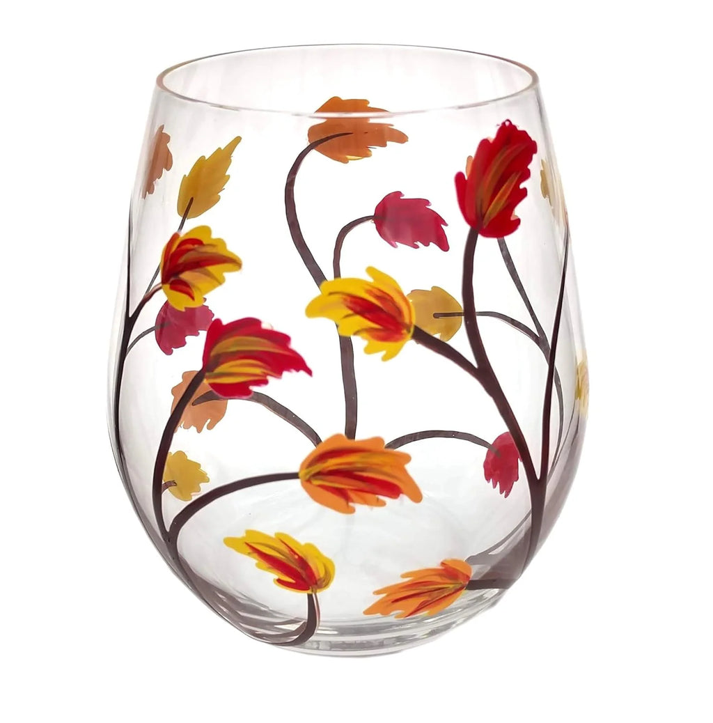 Stemless Hand Painted Wine Glass 18 Ounce D519266