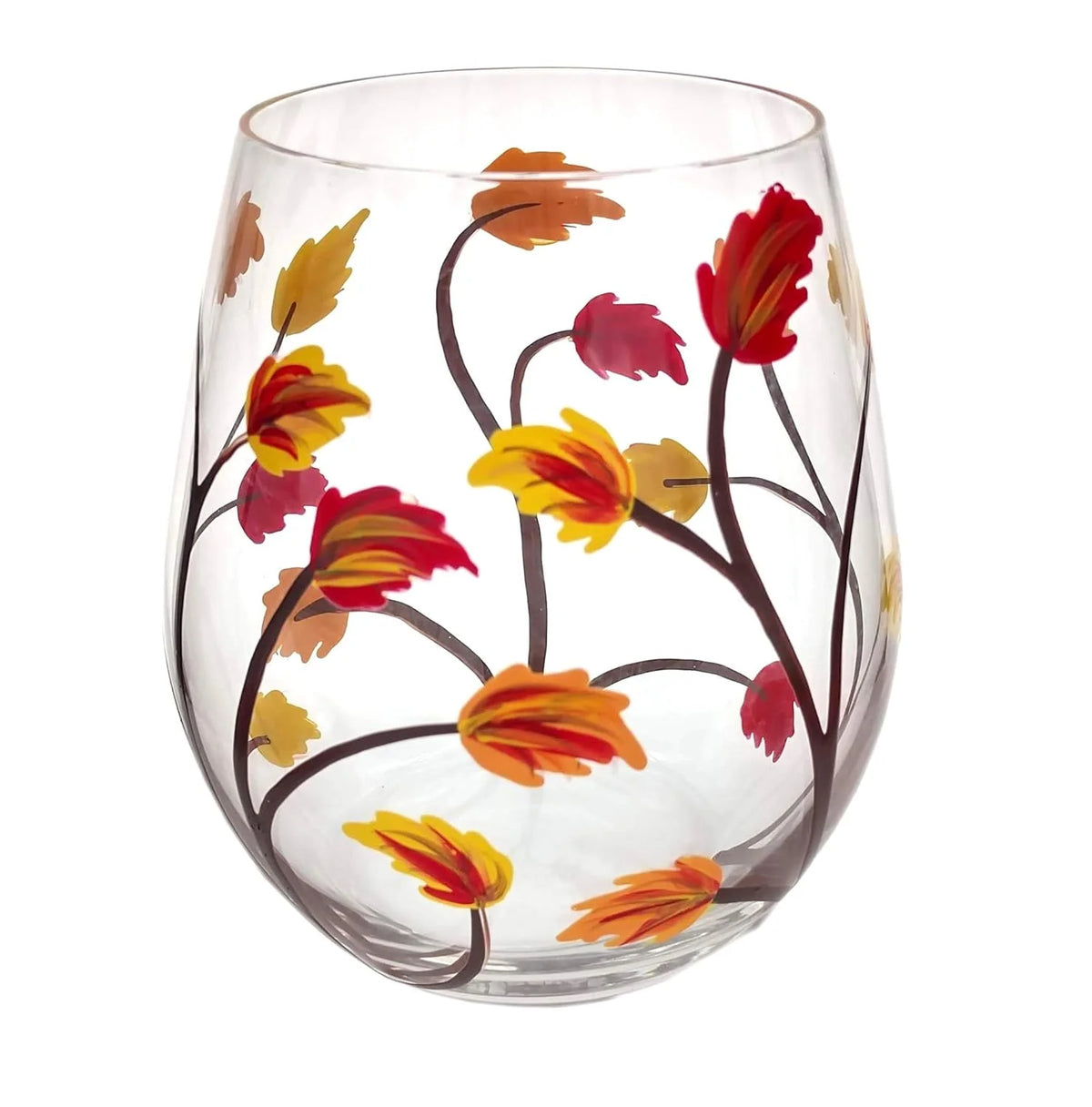 Stemless Hand Painted Wine Glass 18 Ounce D519266