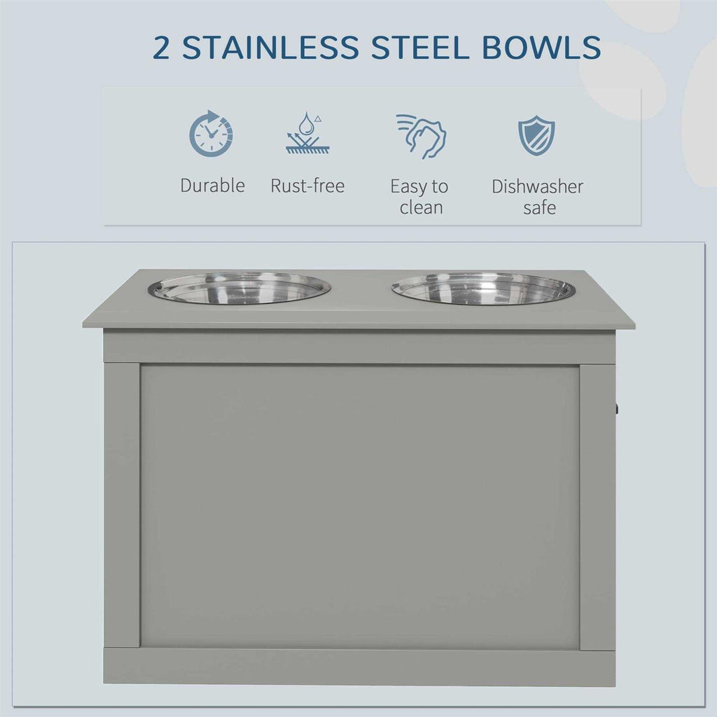 Raised Pet Feeding Station with 2 Stainless Steel Bowls Z107843