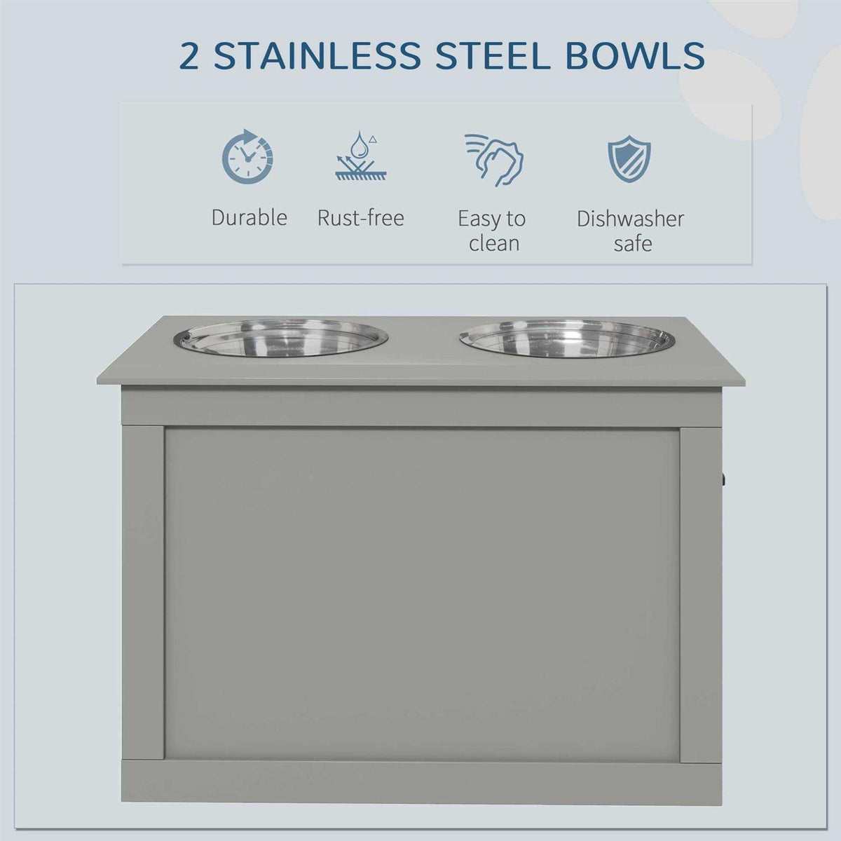 Raised Pet Feeding Station with 2 Stainless Steel Bowls Z107843