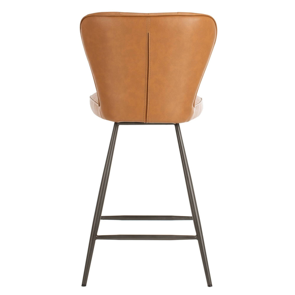 Camel Leather Tufted Swivel Counter Stool Set of 2 B462
