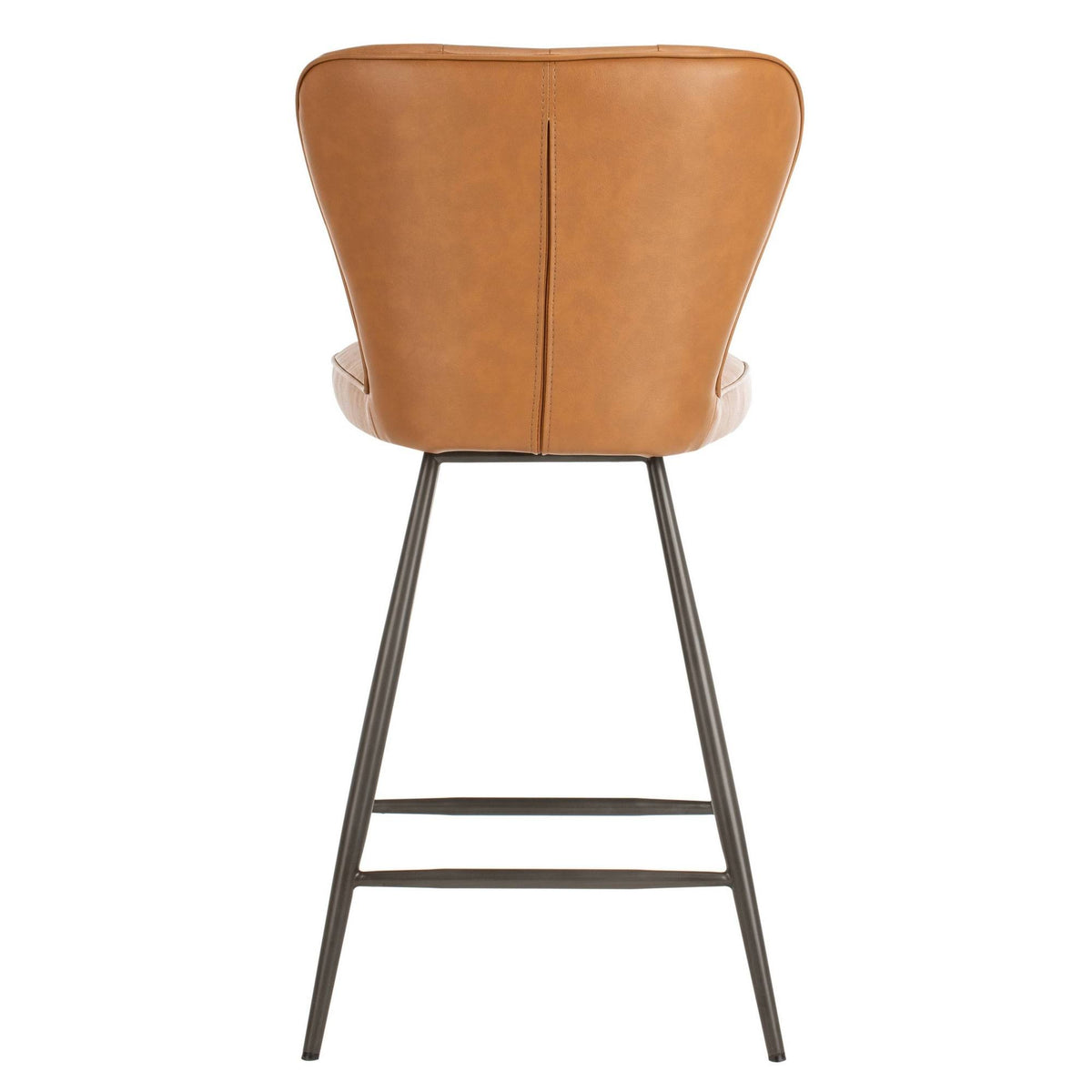 Camel Leather Tufted Swivel Counter Stool Set of 2 B462