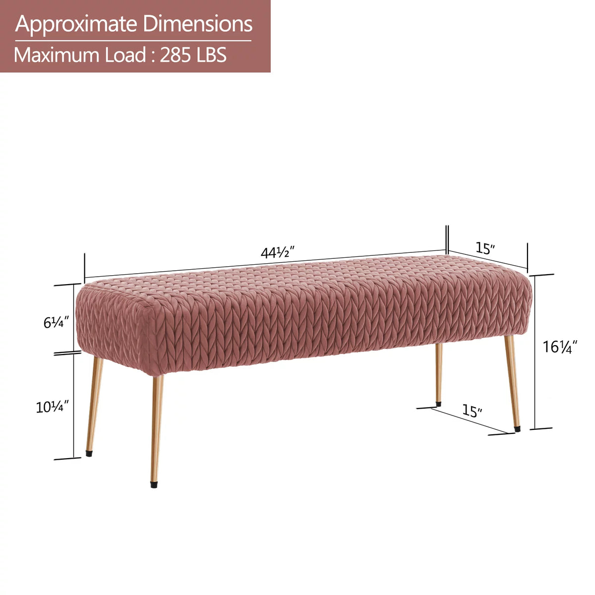 Pink Velvet Upholstered Ottoman Bench J71037