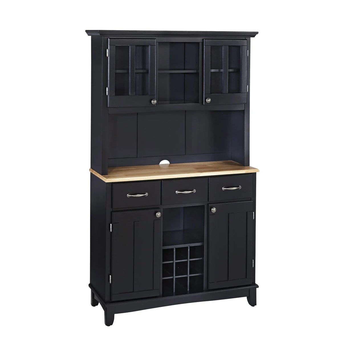 Black Wood Buffet with Hutch S91792