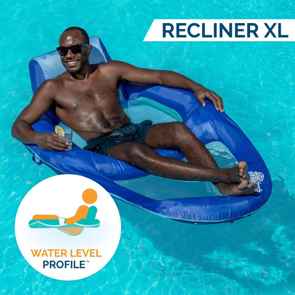 Dark & Light Blue Inflatable Floating Chair with Cup Holder (2 Pack) T381