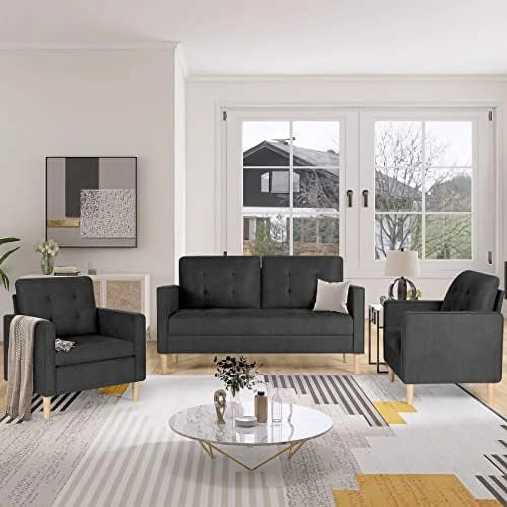 57" Tufted Loveseat and Chair Set of 2 M657